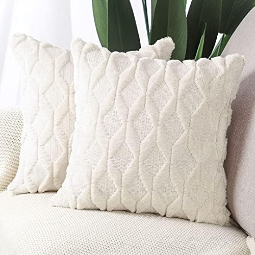 Madizz Pack of 2 Soft Plush Short Wool Velvet Decorative Throw Pillow Covers Luxury Style Cushion... | Amazon (US)