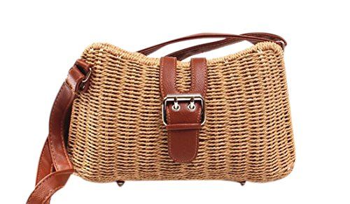 KISS GOLD(TM) Ladies Vintage Straw Woven Bag Beach Handbag Crossbody Shoulder Bag, Brown | Amazon (US)