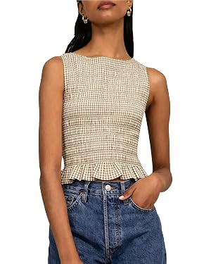 Women Shirred Tank Top Ruffle Sleeveless Tanks Frill Smocked Halter Cami Tops Summer Streetwear | Amazon (US)