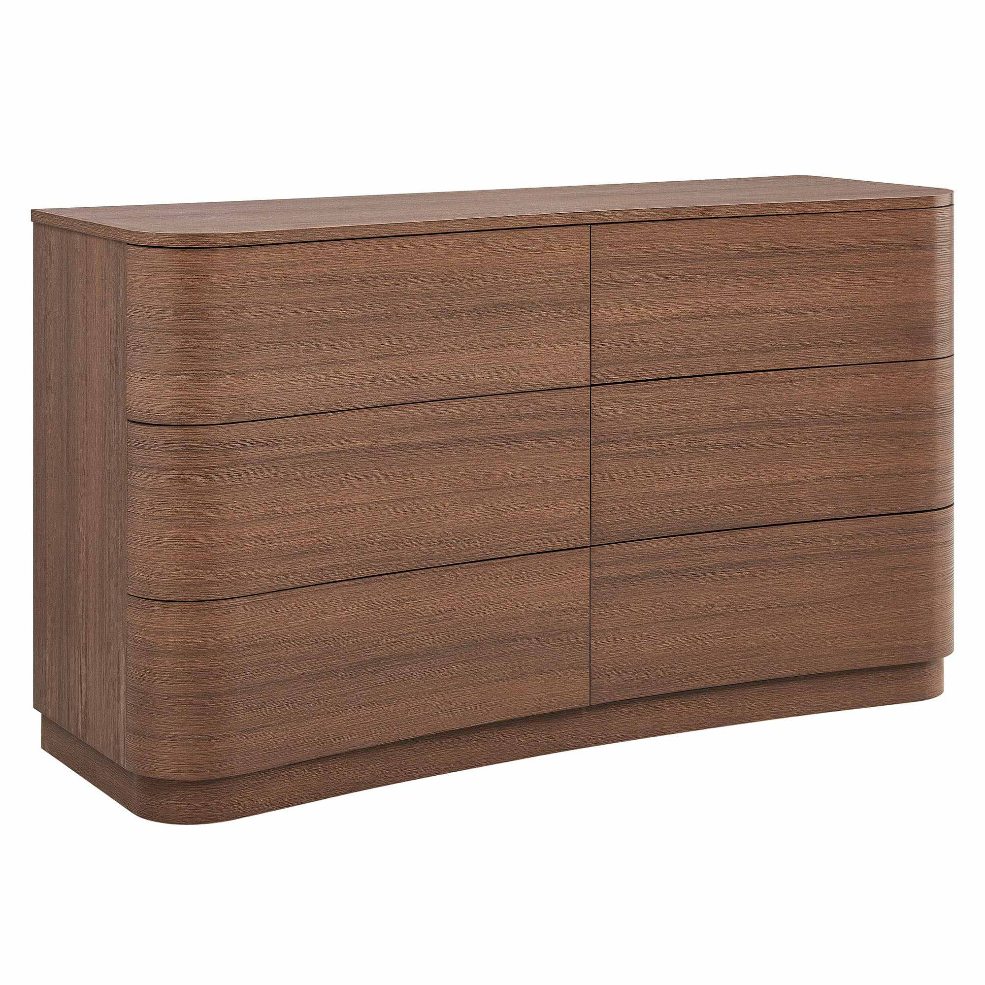 Modway Mirae 6-Drawer Curved Dresser in Brushed Brown Oak | MOD-7229-BBO | Lowe's