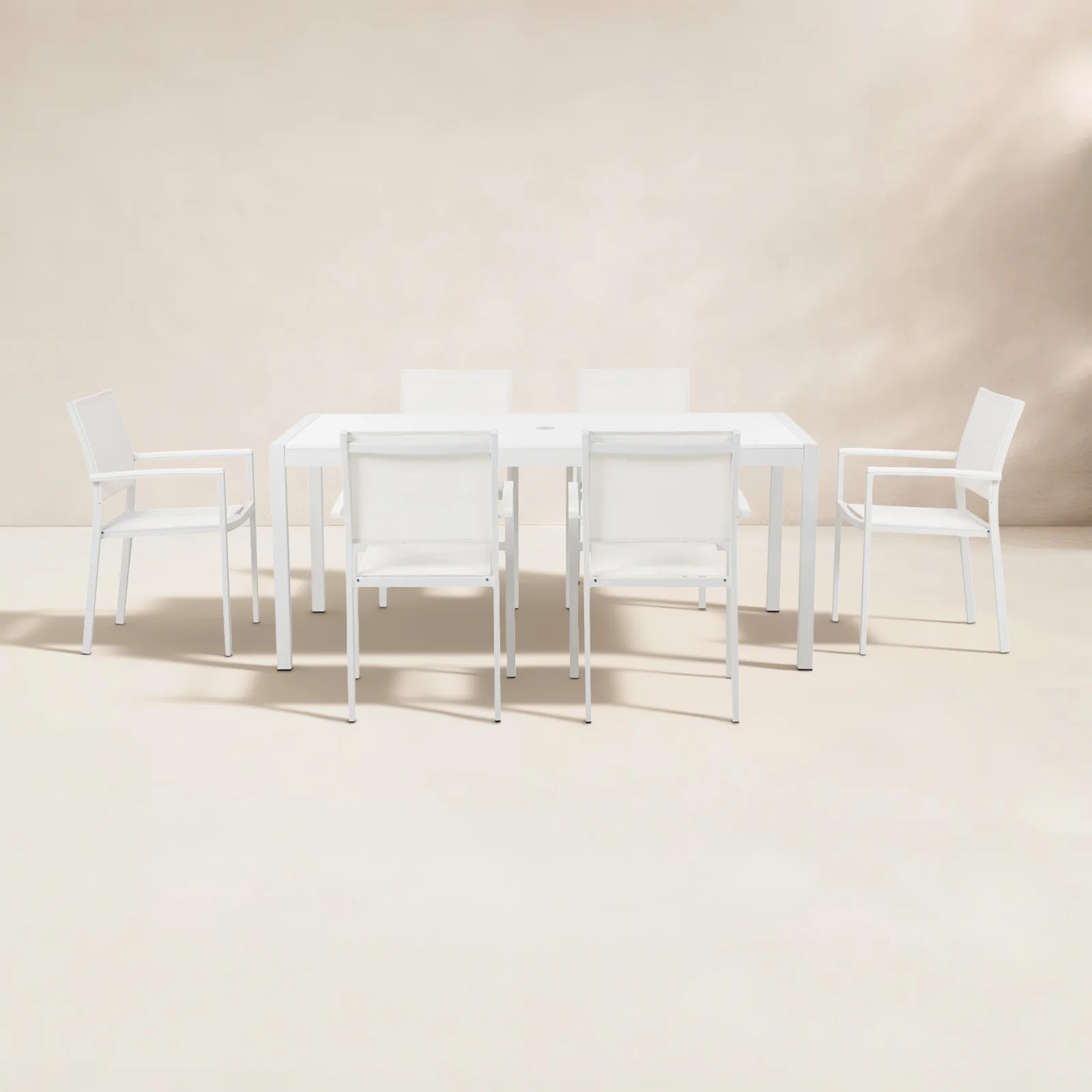 Aynura 6 - Person Metal Patio Dining Set with Rectangular Table | Wayfair North America