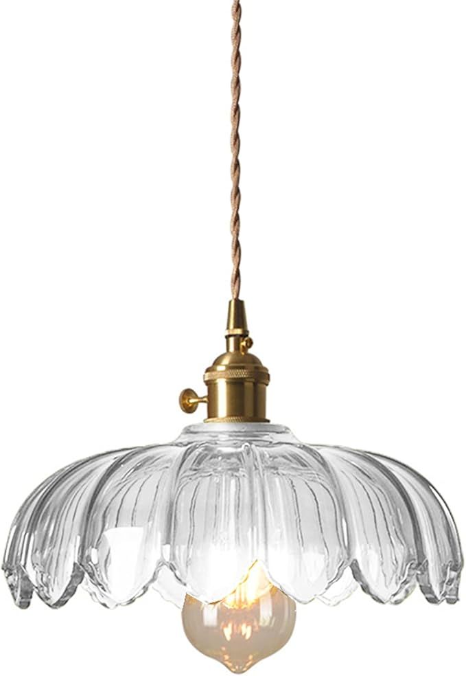 UMhouse Clear Glass Pendant Light Fixtures,Brass Switch Pendant Ceiling Lamp for Kitchen Island (... | Amazon (US)