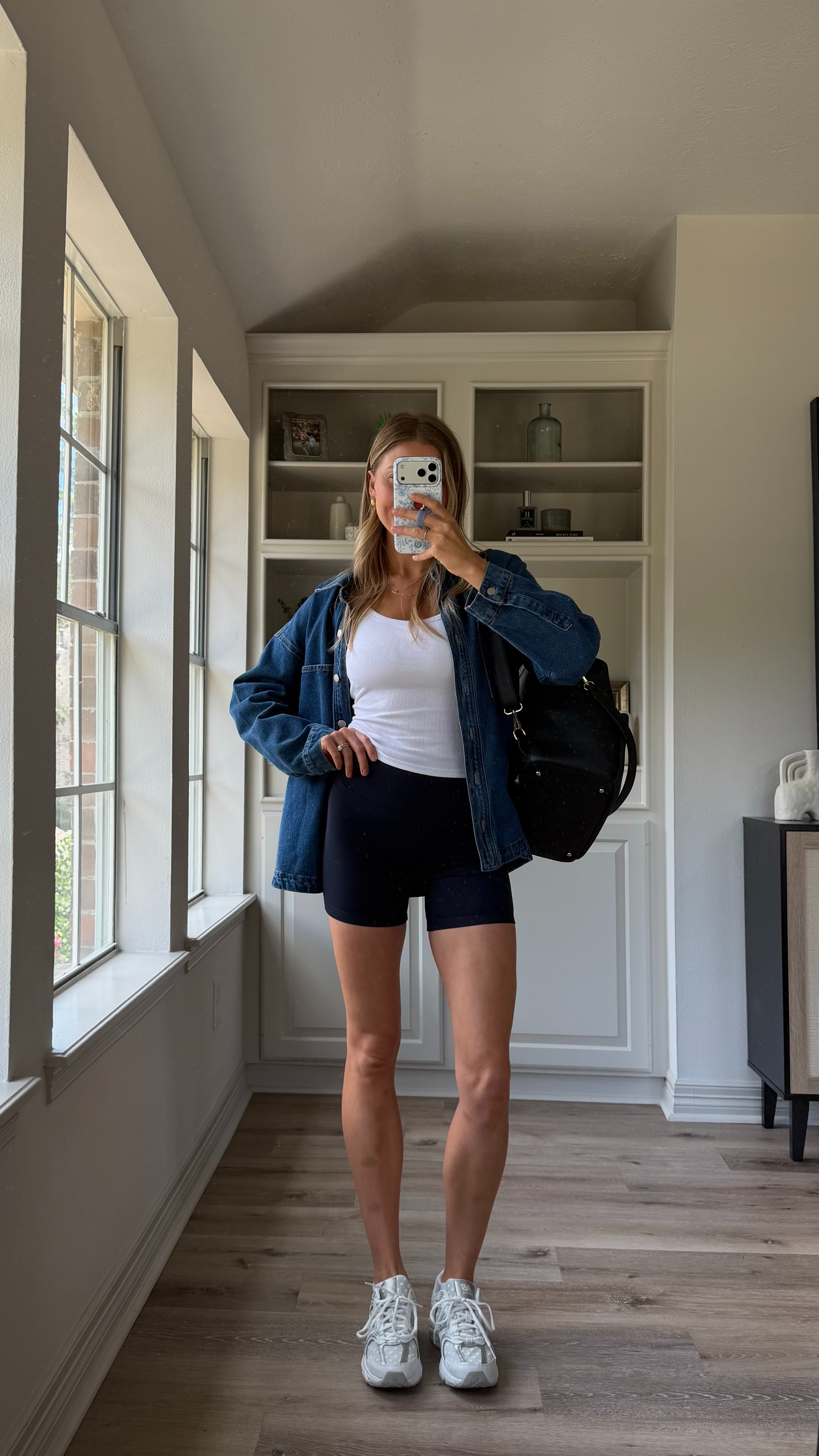 Cute, casual summer outfit | S tank, M denim shirt + M shorts 

 