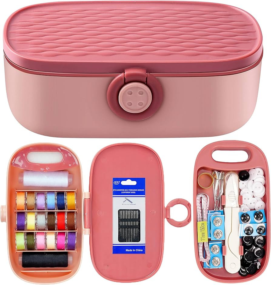 FKOG Red Sewing Project Kit, 135 Pcs Family Travel Sewing Kit Sewing Thread Accessories DIY Suppl... | Amazon (US)