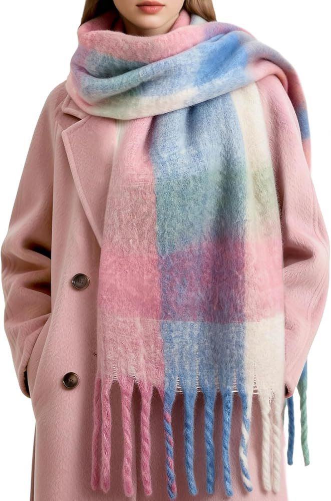 Lainlight Warm Scarf for Women Winter Cold Weather Chunky Oversized Scarf Long Blanket Plaid Scar... | Amazon (US)