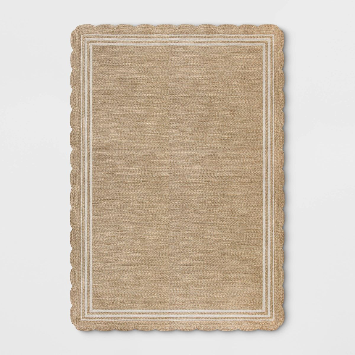 Scalloped Edge Braided Outdoor Area Rug Natural - Threshold™ designed with Studio McGee | Target