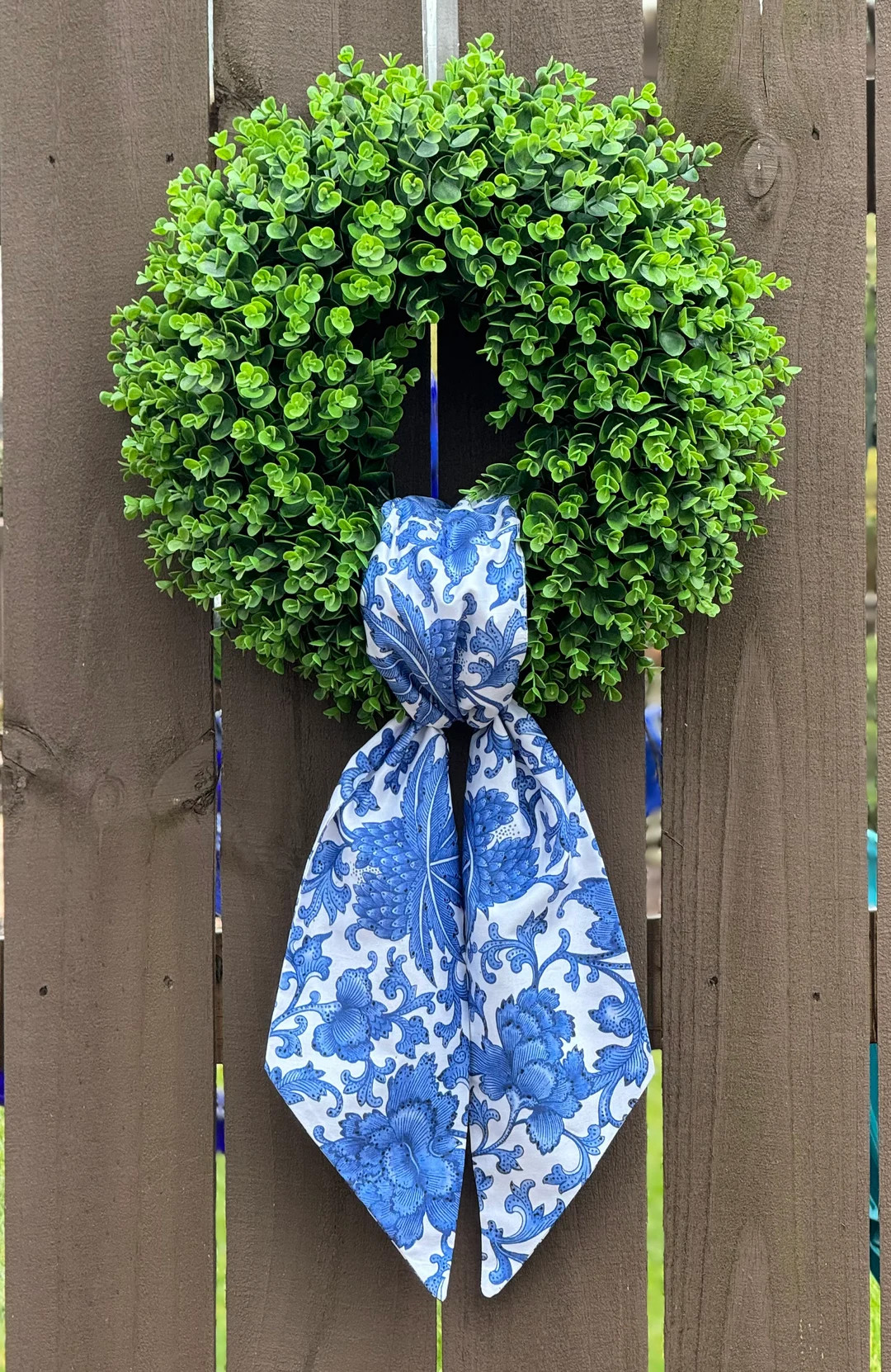 Wreath Sash, Boxwood Wood Wreath Sash, Boxwood Wreath Bow, Wreath Scarf, Custom Printed Cotton Sa... | Etsy (US)