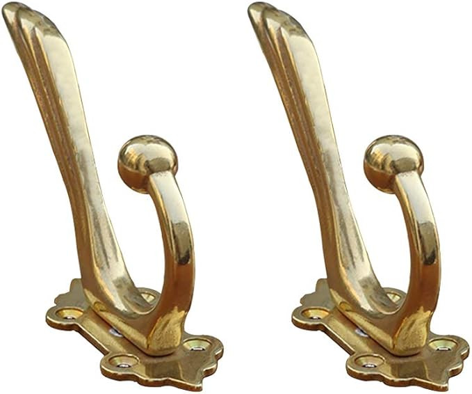 2Pcs Antique Solid Brass Clothes Hooks, Entryway Coat Hooks, Scarf and Jacket Hangers, Bath Towel... | Amazon (US)