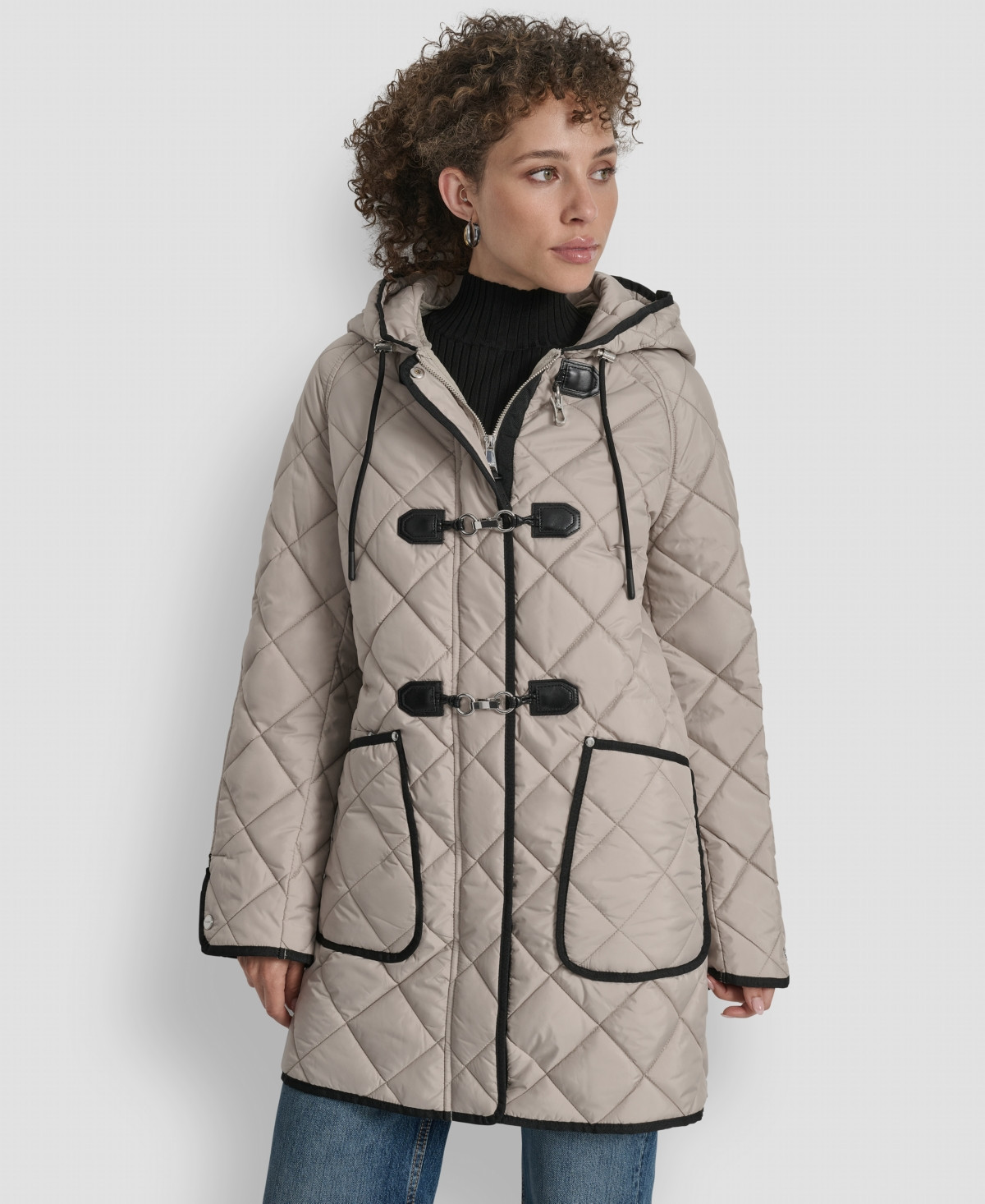 Dkny Women's Hooded Toggle Quilted Coat - Vapor | Macy's