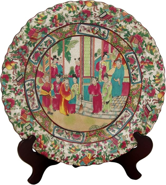 Red Lantern 14" Rose Medallion Platter Porcelain Centerpiece Display | Amazon (US)
