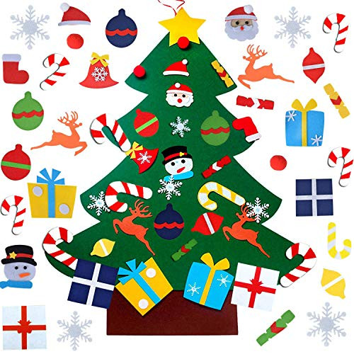 UMEELR Felt Christmas Tree for Toddlers Kids, 3.3FT DIY Wall Christmas Felt Tree with 31 Pcs Deta... | Amazon (US)