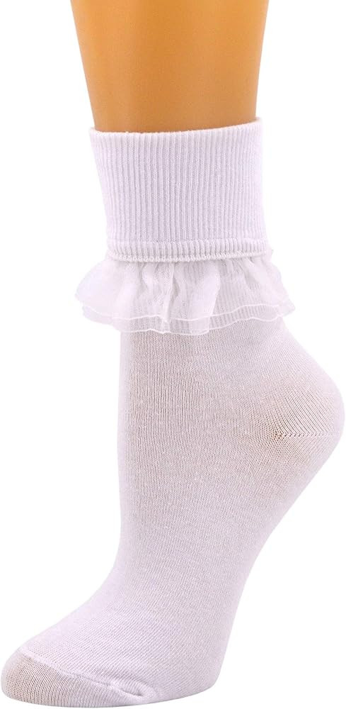 SEMOHOLLI Women Ankle Socks, Women Lace Ruffle Frilly Ankle Socks Fashion Ladies Girl Princess | Amazon (US)