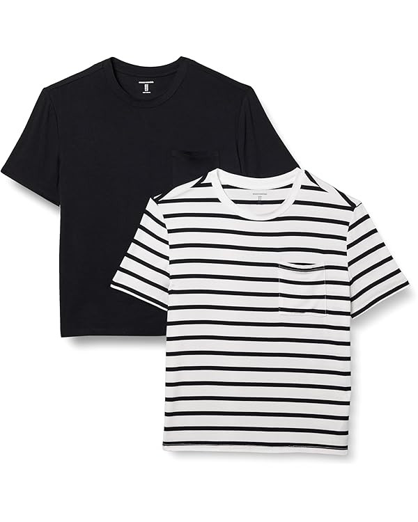 Amazon Essentials Women's Jersey Relaxed-Fit Short-Sleeve Crewneck Pocket T-Shirt, Pack of 2 | Amazon (US)