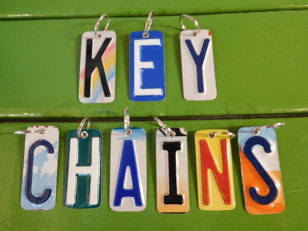 Handmade License Plate Keychain: Upcycled Embossed Letter/Number Tag | Etsy (US)