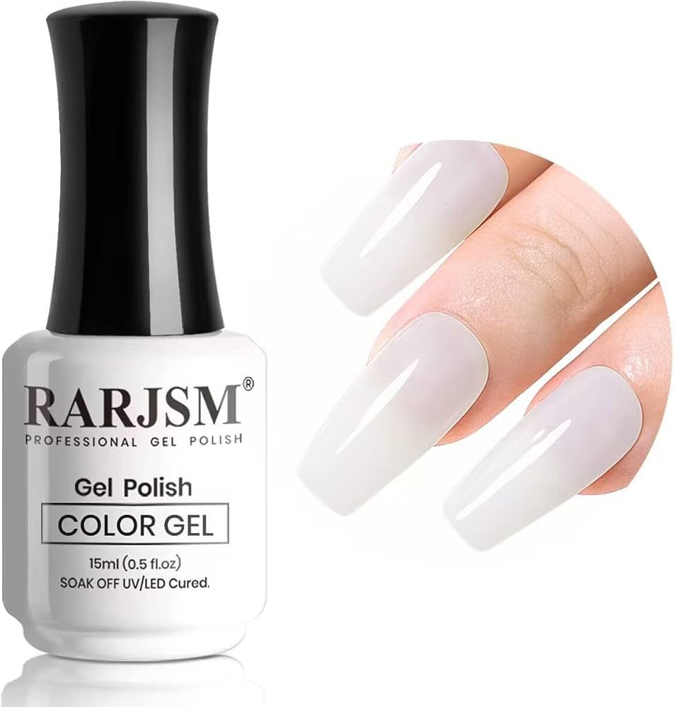 RARJSM Clear Jade White Gel Polish 15ml,UV LED Soak Off Sheer Transparent Soft White Color Nail P... | Amazon (US)