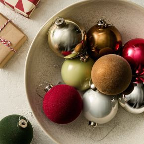 Large Festive Glass Ball Ornaments (Set of 9) | West Elm (US)