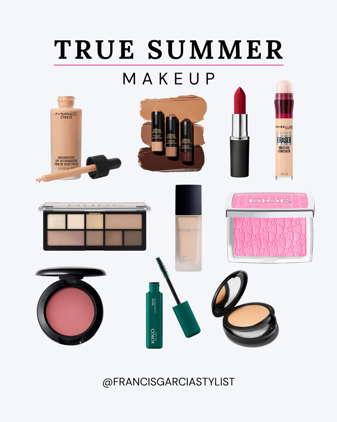 True Summer Makeup // True Summer, Summer Color Palette, Cool Toned Makeup, Soft Makeup Look, Radiant Skin, Rose Blush, Dusty Pink Lipstick, Cool Neutrals, Mauve Makeup, Sephora Sale, Clean Makeup, Dewy Foundation, Soft Glam, LTK Makeup, Makeup on Sale, Blue Based Lipstick, Cream Blush, Light Eyeshadow, Glowy Skin, Natural Makeup, Makeup Essentials, Skin Tint, Fresh Glow, Cool Girl Aesthetic, Light Contour, Best Lip Gloss, Subtle Highlight, Summer Glow 

 #LTKHoliday #LTKSeasonal #LTKBeauty