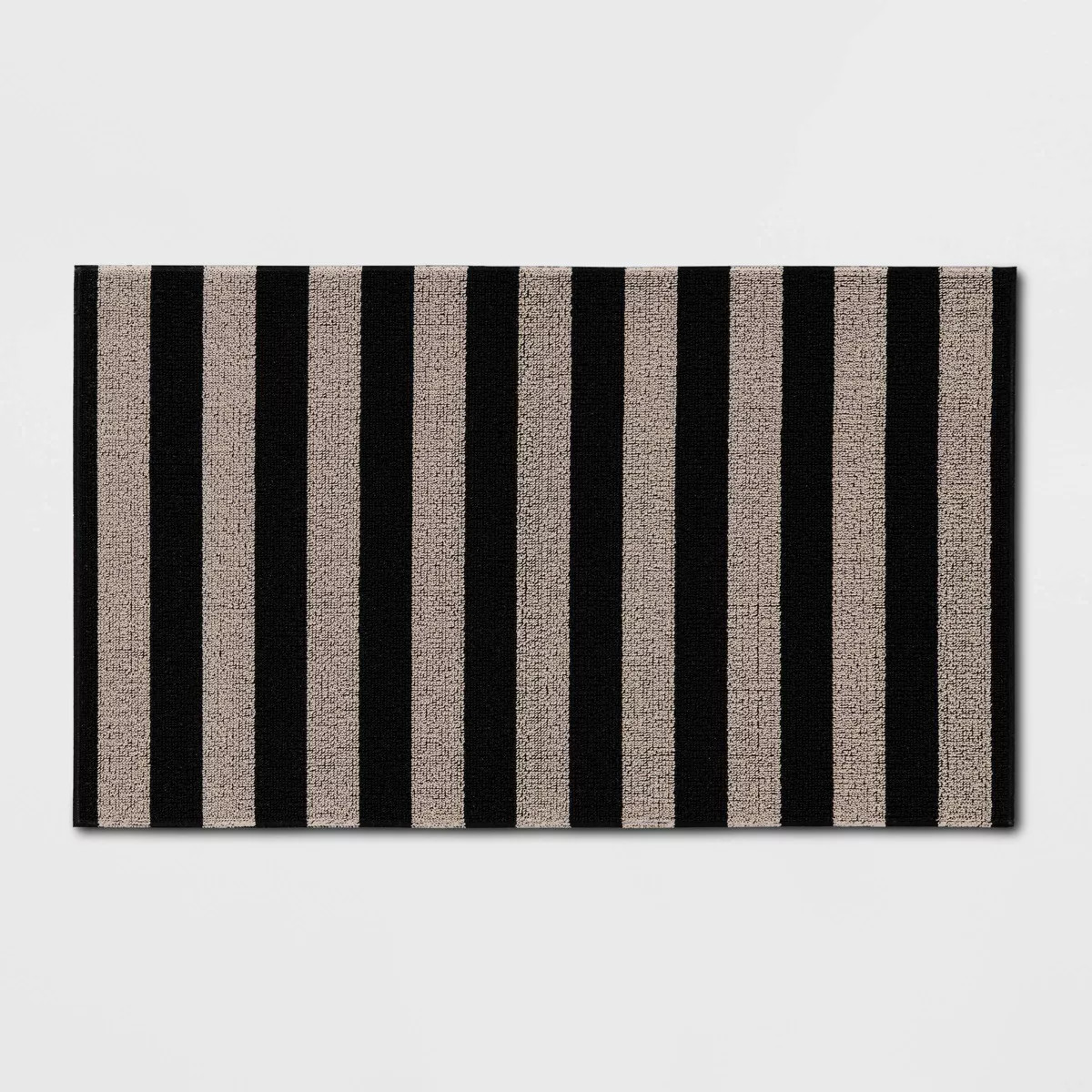 1'6"x2'6" Striped Micro Poly Loop Floormat Black/White - Room Essentials™: Indoor Kitchen & Bat... | Target