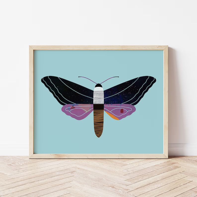 Blue Moth Print, Printable Wall Art, Nursery Wall Decor, Moth Wall Art, Modern Kids Room Print, B... | Etsy (US)