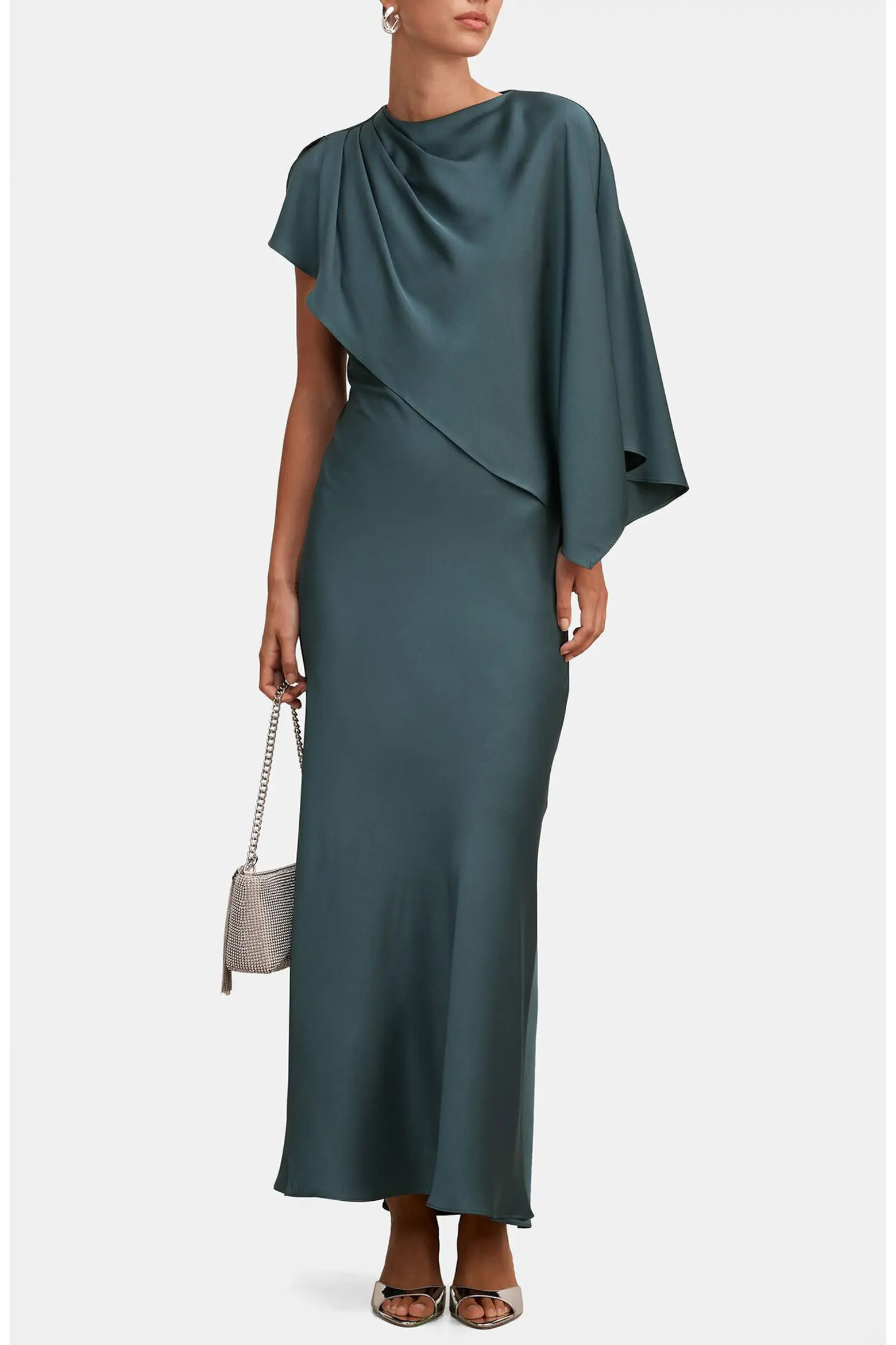 Ever New Zinnia Pleated Satin Cape Maxi Gown (Women) | Nordstrom | Nordstrom