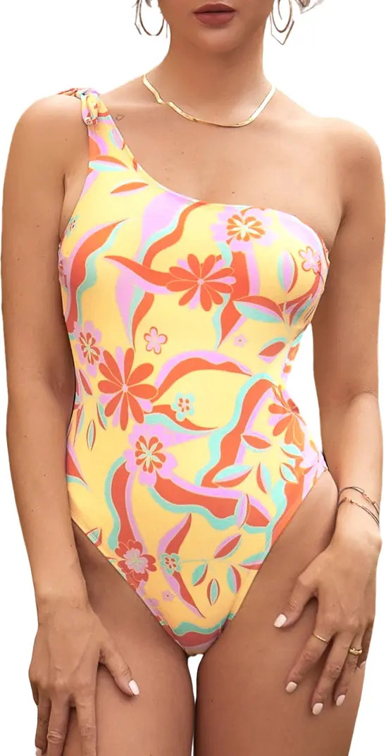 Retro Daisy One-Shoulder One-Piece Swimsuit | Nordstrom Rack
