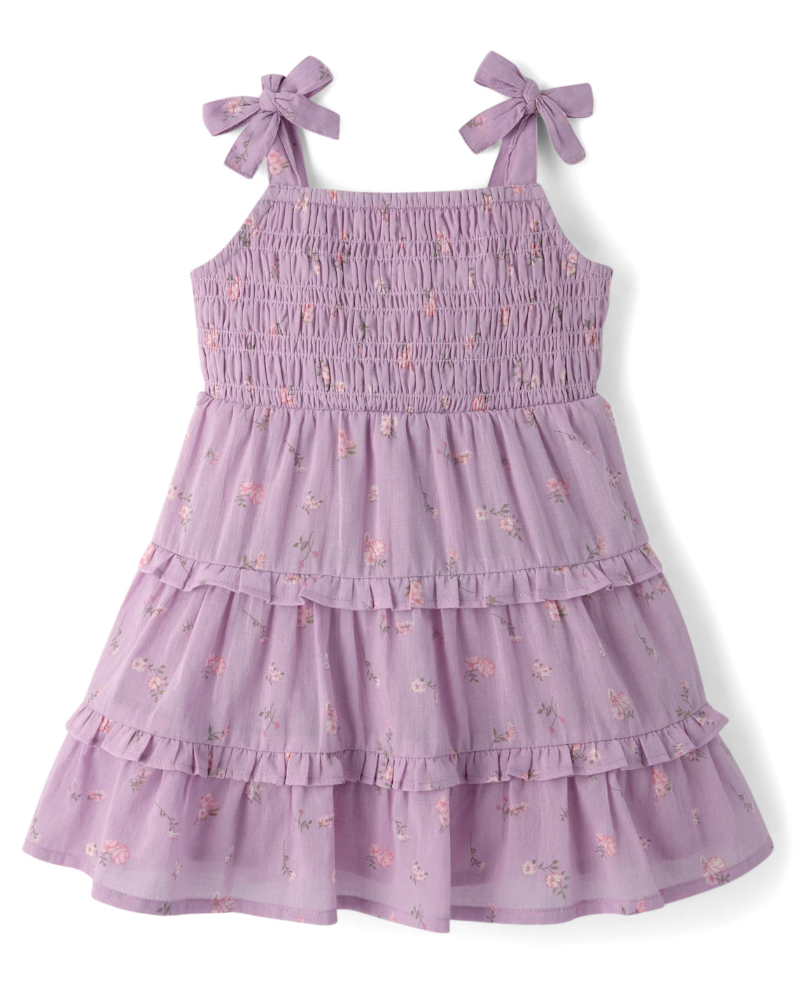 Baby And Toddler Girls Floral Textured Tie Shoulder Dress - purple | The Children's Place