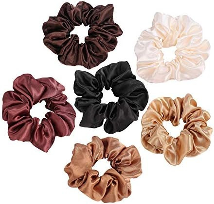ZBORH 6 Pcs Satin Hair Scrunchies Soft Elastic Hair Ties Set for Women Teenage Girls Ponytail Holder | Amazon (US)