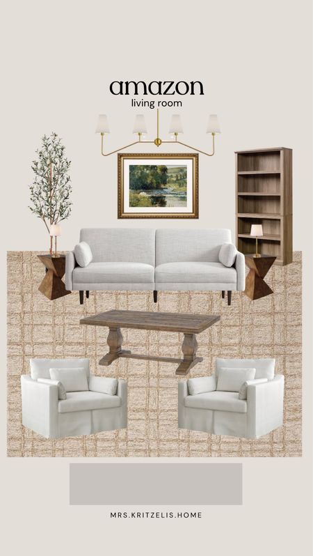 Amazon living room design! 

Olive tree, lamp, side table, chairs, coffee table, couch, bookcase, rug, artwork, wall art, light fixture 

#LTKHome #LTKFindsUnder100 #LTKSaleAlert