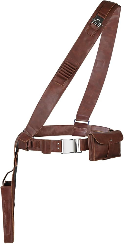 Han Solo Costume Belt Holsters Brown Leather Adjustable Shoulder Strap Waist for Adult Men Cosplay Halloween Accessory | Amazon (US)