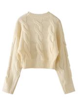 'Niki' Crewneck Cable Knit Cropped Sweater | Goodnight Macaroon