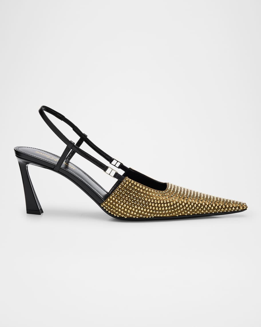 Saint Laurent Shimmer Strass Slingback Pumps | Neiman Marcus