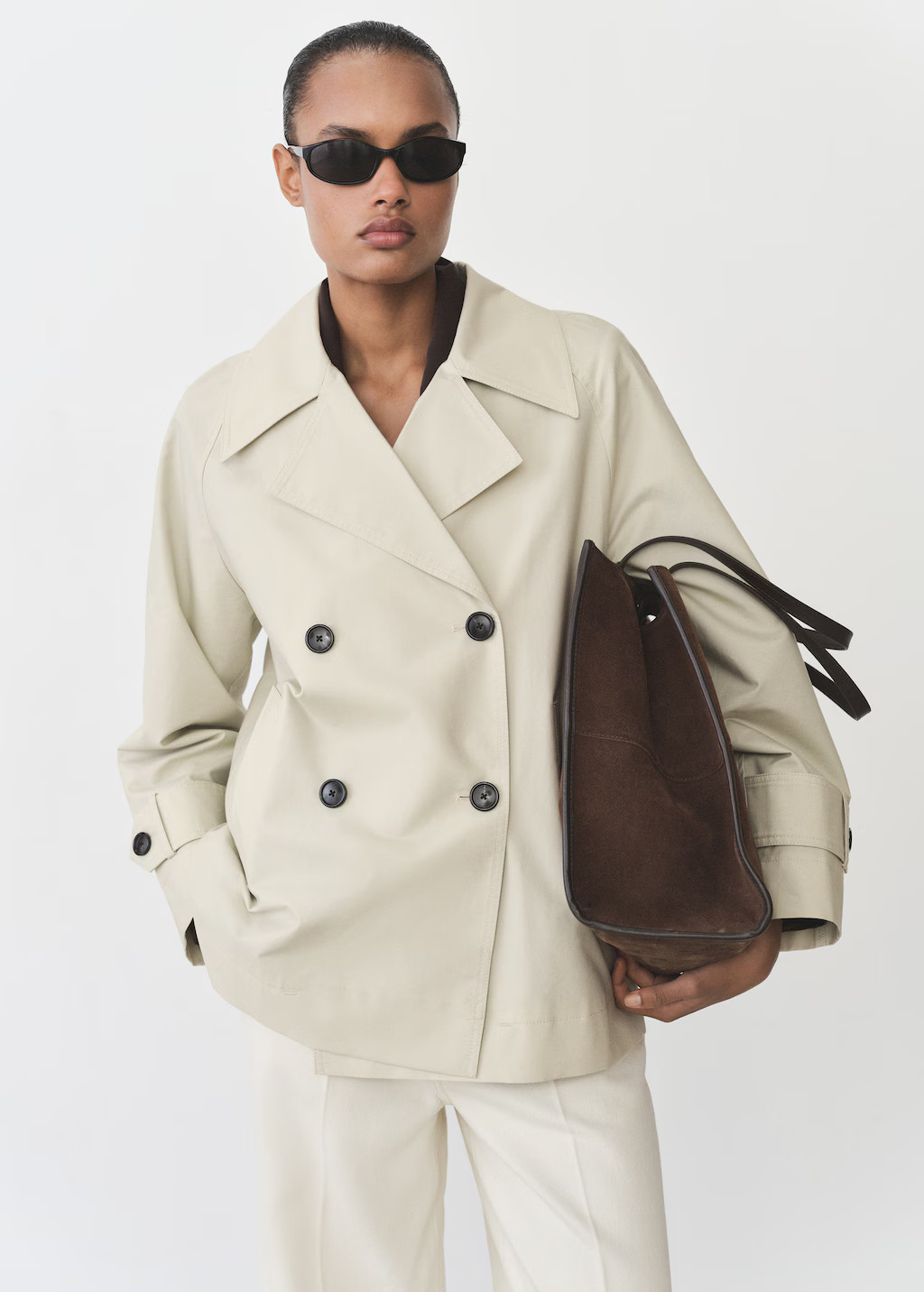 Short double-breasted trench coat - Women | MANGO United Kingdom | MANGO (UK)