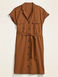 Waist-Defined Linen-Blend Tie-Belt Shirt Dress for Women | Old Navy (US)