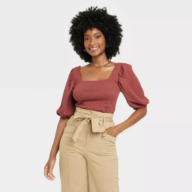 Women's Puff Elbow Sleeve Top - A New Day™ | Target