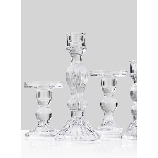 6 Piece Glass Tabletop Candlestick Holder Set (Set of 6) | Wayfair North America