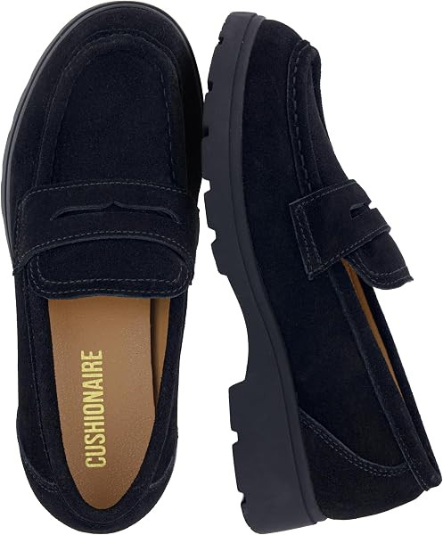 CUSHIONAIRE Bard 100% Genuine Leather Penny Loafers for Women | Amazon (US)