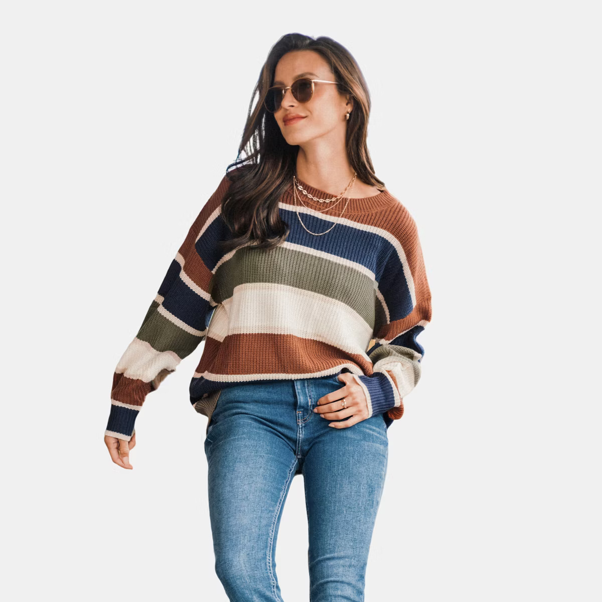 Women's Striped Drop Shoulder Sweater - Cupshe | Target