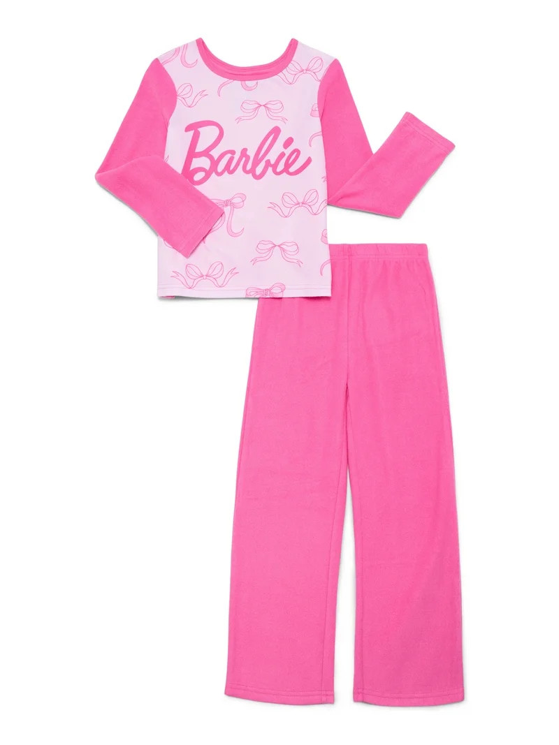 Barbie Girls Long Sleeve Top and Pants, 2-Piece Pajama Set, Sizes 4-12 - Walmart.com | Walmart (US)