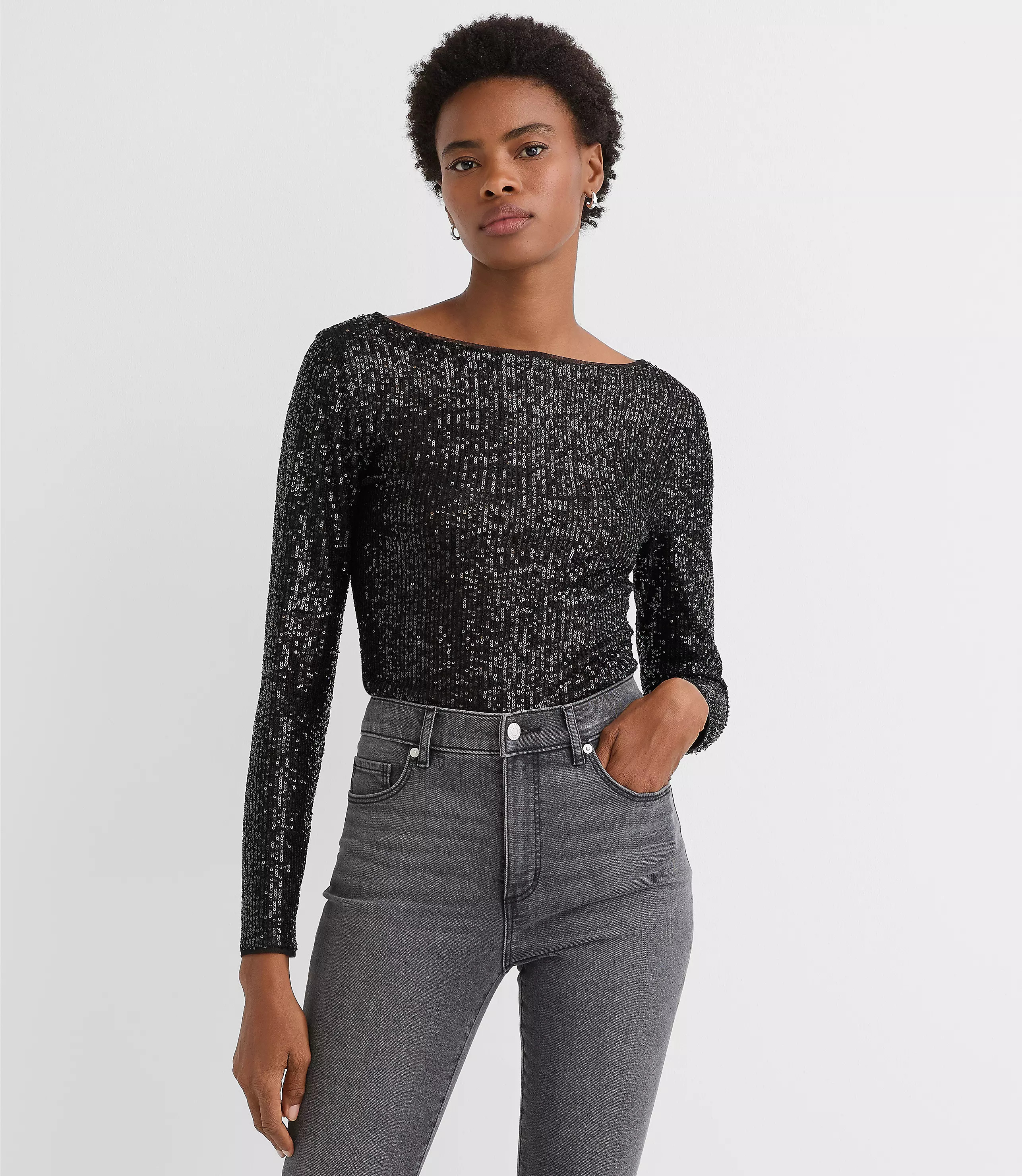 Petite Sequin Long Sleeve Tee | LOFT