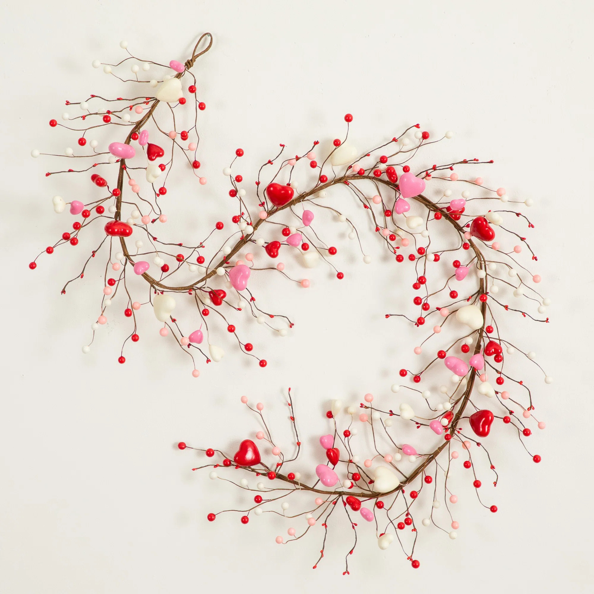 6Ft. Artificial Valentine's Day Heart & Berry Twig Garland | Wayfair North America