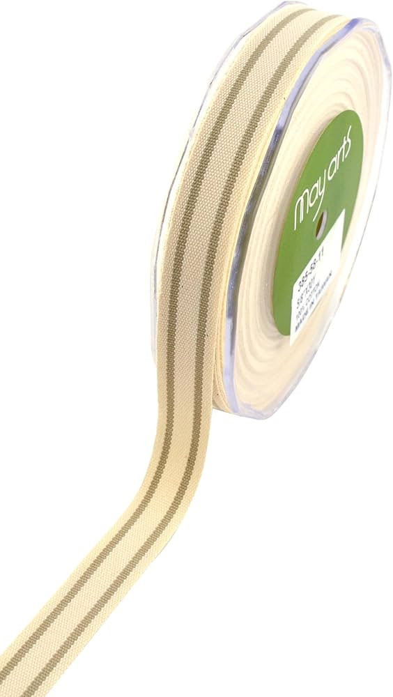 May Arts 5/8-Inch Wide Ribbon, Organic Cotton with Natural Stripes | Amazon (US)