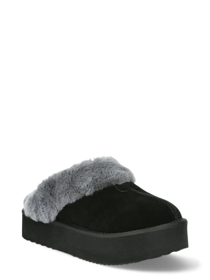 Joyspun Women's Faux Suede Platform Clog Slippers | Walmart (US)