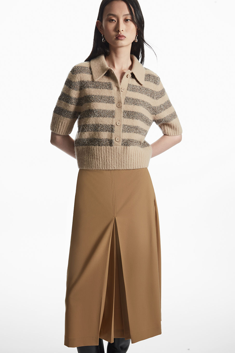 CROPPED STRIPED WOOL-BLEND CARDIGAN | COS (US)