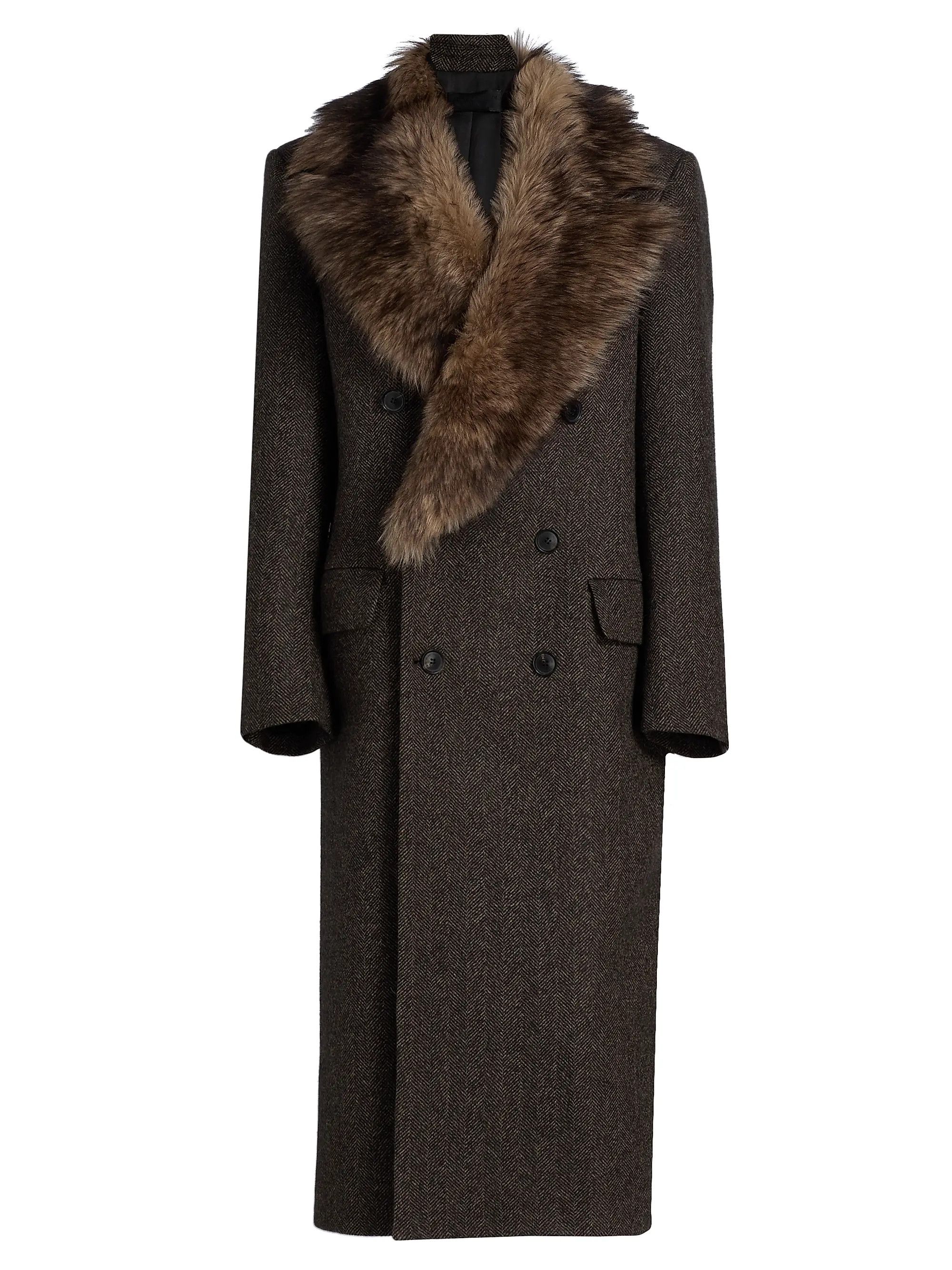 Nili Lotan Edina Wool & Fur Long Coat | Saks Fifth Avenue | Saks Fifth Avenue