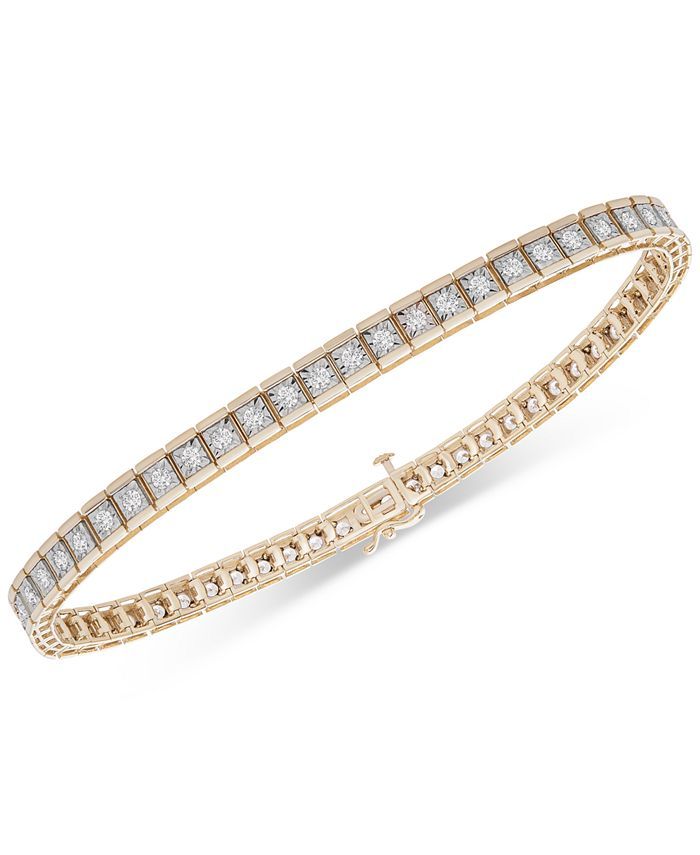Macy's Men's Diamond Tennis Bracelet (2 ct. t.w.) in 10k Gold & Reviews - Bracelets - Jewelry & W... | Macys (US)