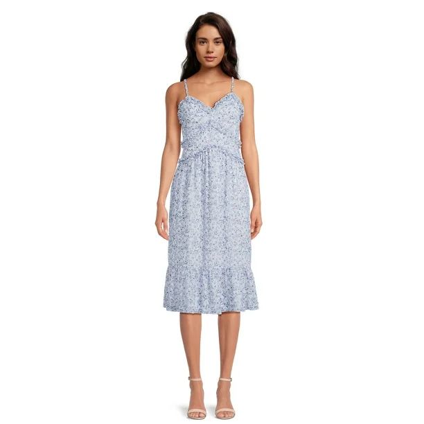 No Boundaries Juniors Ruffle Midi Dress, Sizes XS-3XL - Walmart.com | Walmart (US)