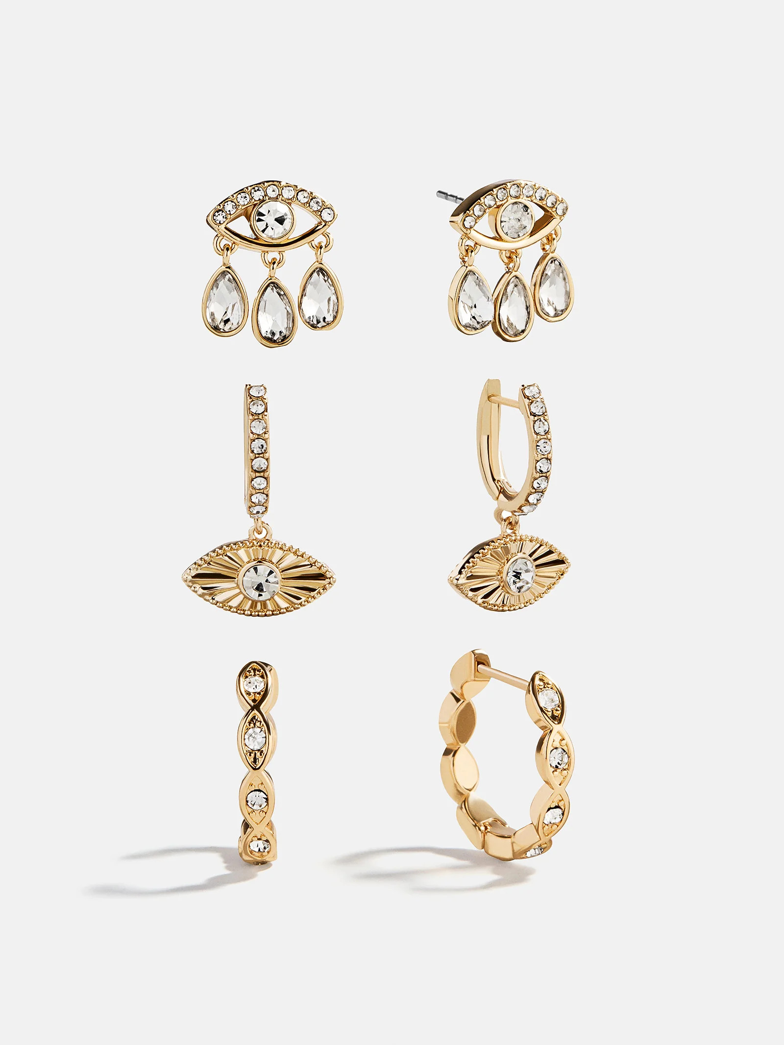 Good Intentions Evil Eye Earring Set - Gold/Pavé | BaubleBar