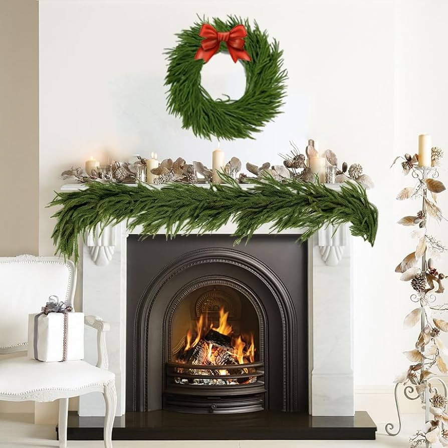 Christmas Garlands Norfolk Pine Garland Real Touch Artificial Faux Greenery Garland for Holiday I... | Amazon (US)