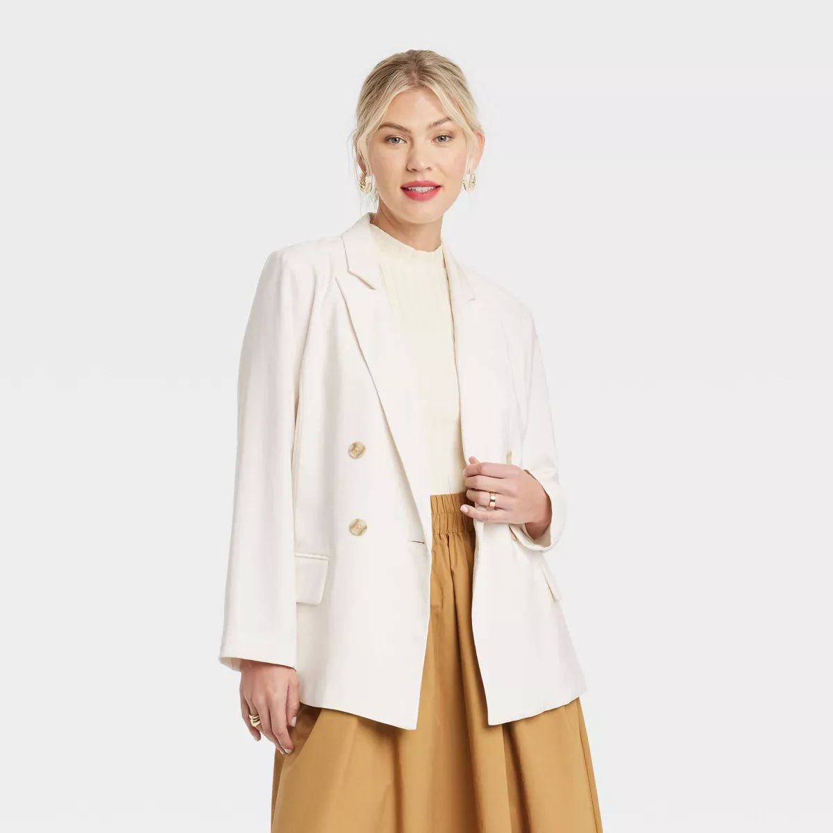 Women's Essential Blazer - A New Day™ Cream M | Target