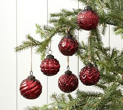 Mercury Glass Adorned Ornaments - Set of 6 | Pottery Barn (US)